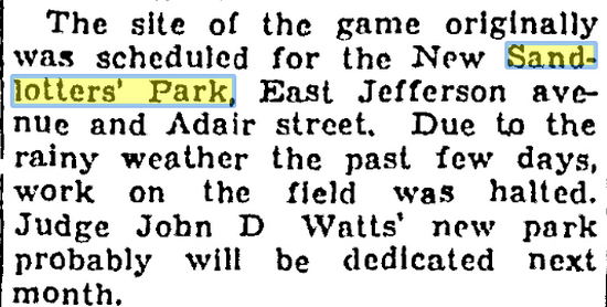 Sand Lotters Park - June 1935
